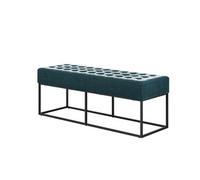 LPD Boden Yale Blue Bench Chenille Upholstery With Matte Black Frame Modern Industrial Seat W121 D41.5 H46.5Cm