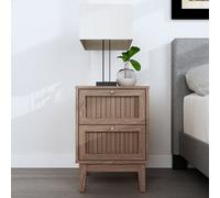 LPD Bordeaux Rattan Bedside Cabinet - Boho Charm With Luxe Gold Accents