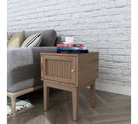 LPD Bordeaux Rattan Oak Lamp Table - Modern Boho Elegance With Luxe Gold Accents