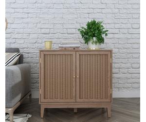 LPD Bordeaux Rattan Small Sideboard - Boho Elegance With Luxe Gold Accents
