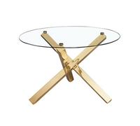 Round Glass Top Dining Table with Gold Legs - Capri