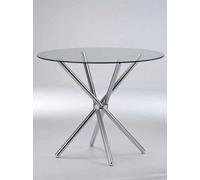 LPD Casa Glass Dining Table - Modern Chrome Elegance With Unique Belted Legs