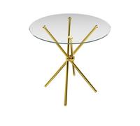 LPD Casa Legs Dining Table - Glass - L90 X W90 X H74.5 Cm - Clear Top Gold