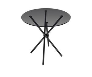 LPD Casa Smoked Top Black Legs Dining Table - Glass - L90 X W90 X H74.5 Cm