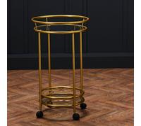 LPD Collins Glass Drinks Trolley Gold Finish With Sleek 1920S Style & Handy Wheels