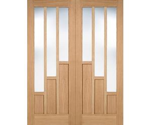 LPD Coventry 3P 3L Glazed Internal Door Pairs 1981 x 1168mm Pre-Finished Oak