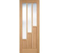 LPD Coventry Solid Core Internal Door - Unfinished - 6P Clear Glazed 2040 x 826mm Oak COVOAKGL826