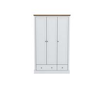 LPD Devon 3 Door 2 Drawer Wardrobe - Particle Board - L56 X W112.9 X H181.5 Cm - White