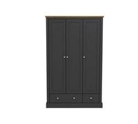 LPD Devon Charcoal 3-Door 2-Drawer Wardrobe - Timeless Storage With Classic Elegance