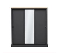 LPD Devon Charcoal 3-Door Sliding Wardrobe - Spacious Elegance With Timeless Design
