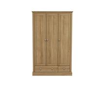 LPD Devon Oak 3-Door 2-Drawer Wardrobe - Classic Storage With Timeless Elegance