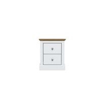 LPD Devon White 2 Drawer Bedside Cabinet Traditional Wooden Nightstand Storage H55 W46 D40Cm