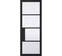 LPD Doors Chelsea 4L Primed Plus Black Glazed Reeded Thickness:: 35mm, Chelsea 4L Primed Plus Black Glazed Reeded