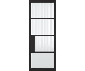 LPD Doors Chelsea 4L Primed Plus Black Glazed Reeded Thickness:: 35mm, Chelsea 4L Primed Plus Black Glazed Reeded