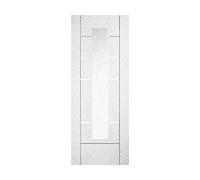 LPD Doors Linear White 7 Panel 1 Lite Clear Glaze Laminate Door Size:: Linear White 7 Panel 1 Lite Clear Glaze Laminate Door