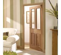 LPD Doors Richmond Oak Glazed Clear Bevelled Glass Raised Mouldings on Richmond Oak Glazed Clear Bevelled Glass Raised Mouldings on 2 Sides Unfinished Internal Door