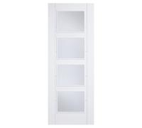 LPD Doors Vancouver White 4L Raised Mouldings on 2 Sides Clear Glass WHITE VANCOUVER GLAZED 4 panel clear glass Internal Door