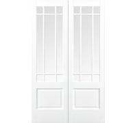 LPD Downham 1P 9L Clear Bevelled Glazed Internal Door Pairs 1981 x 1067mm Primed White