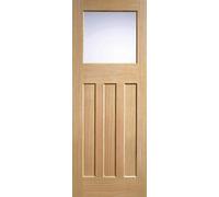 LPD DX Solid Core Internal Door - Unfinished - DX 30's Style Frost Glazed 2032 x 813mm Oak PPDXG32OAK