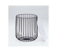 LPD Enzo Small Coffee Cage Table With Removable Marble Top Black Metal Frame Circular H42 W39Cm