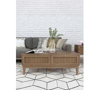 LPD Bordeaux Rattan Oak Coffee Table - Boho Chic With Luxe Gold Accents
