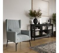 LPD Henley Seafoam Tweed Accent Chair High Back With Cushion Black Metal Frame Upholstered Seating