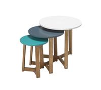 LPD Home Jasper Nest of Tables - Solid Oak Frame | Modern Nesting Tables with Funky Colourful Tops | Stylish Compact Living Room Furniture | Set of 3 Side Tables