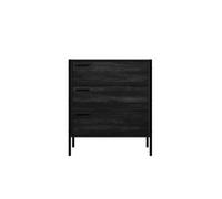 LPD Hoxton Black 3 Drawer Chest With Matt Black Frame & Wood Effect Finish