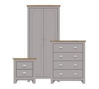 LPD Lancaster 3-Piece Bedroom Set - Classic Grey & Oak Elegance At Great Value