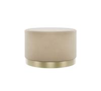 LPD Lara Beige Velvet Pouffe - Large Multipurpose Design With Brushed Gold Base