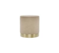 LPD Lara Beige Velvet Pouffe - Small Multipurpose Design With Brushed Gold Base
