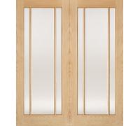 LPD Lincoln Solid Core Internal Door - Unfinished - Clear Glazed (Pair) 1981 x 915mm Oak OPRSOLIN36