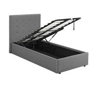LPD Lucca Plus 3FT Single 90CM Ottoman Storage Grey Fabric Bed