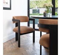 Brown Velvet Curved Dining Chair with Black Exposed Back - Mai