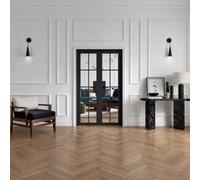 Lpd Malvern Clear Glazed Industrial Black Internal Pine Door, (H)2031mm (W)1246mm (T)35mm