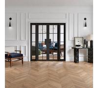 Lpd Malvern Clear Glazed Industrial Black Internal Pine Door, (H)2031mm (W)1904mm (T)35mm