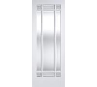 LPD Manhattan Solid Core Internal Door - White Primed - Clear Bevelled Glazing 1981 x 838mm White WFMANCG33
