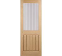 LPD Mexicano Solid Core Internal Door - Unfinished - 1L Silkscreen Glazed 1981 x 686mm Oak OMEX1L27