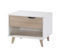 LPD Stockholm White Bedside Table With One Storage Drawer & One Open Shelf