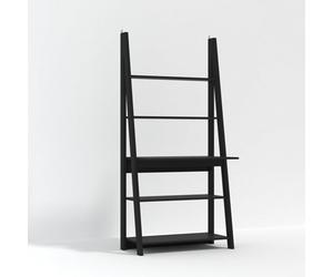 LPD Tiva Black Ladder Desk - Sl esign With 3 Shelves & Functional Workspace W 84 X L 50 X H 175.4 Cm