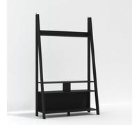 LPD Tiva Black Ladder Tv Unit - Sleek Leaning Design With Spacious Media Display & Shelving W 105 X L 38.6 X H 175.4 Cm