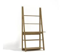 LPD Tiva Oak Ladder Computer Desk Leaning Bookcase Pc Laptop Shelving Unit