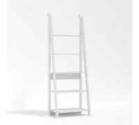 LPD Tiva White Ladder Bookcase - Sleek Leaning Design With 5-Tier Shelving For Modern Storage W 64 X L 38.6 X H 175.4 Cm
