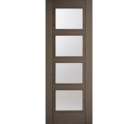 LPD Vancouver Solid Core Internal Door - Prefinished - 4L Clear Glazed 1981 x 686mm Chocolate Grey CHGVAN4L27