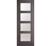 LPD Vancouver Solid Core Internal Door - Prefinished - 4L Clear Glazed 1981 x 838mm Ash Grey ASHVAN4L33