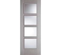 LPD Vancouver Solid Core Internal Door - Prefinished - 4L Clear Glazed 1981 x 838mm Light Grey LGRVAN4L33