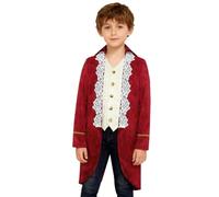 Lpdshaa Boys Gothic Punk Childr Jackets Cardigans for Medieval Cosplay Renaissance Party Turn Down Collar Theater Outfit Red 13-14 Years