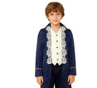 Lpdshaa Boys Gothic Punk Childr Jackets Cardigans for Medieval Cosplay Renaissance Party Turn Down Collar Theater Outfit Navy Blue 9-10 Years