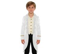 Lpdshaa Boys Gothic Punk Childr Jackets Cardigans for Medieval Cosplay Renaissance Party Turn Down Collar Theater Outfit Ivory 11-12 Years