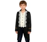 Lpdshaa Boys Gothic Punk Childr Jackets Cardigans for Medieval Cosplay Renaissance Party Turn Down Collar Theater Outfit Black 15-16 Years